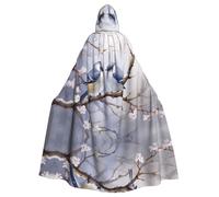 Capa con capucha de Halloween para adultos, con diseño de MSRHIUEF Bird uno frente al otro, capa con capucha súper grande con pajarita