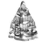 Capa con capucha de Halloween para adultos, con estampado de té de la tarde con texto en inglés "WHJSSF Sweet Afternoon", capa con capucha y pajarita