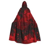 Capa con capucha de Halloween para adultos, con fondo de tinta roja WHJSSF impresa, capa con capucha súper grande con pajarita