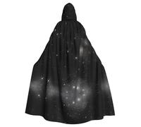 Capa con capucha de Halloween para adultos, YYHHAOFA con patrón de galaxia en blanco y negro, capa con capucha súper grande con pajarita
