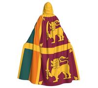 Capa con capucha de la bandera de Sri Lanka para adultos, elegante capa para carnavales, fiestas temáticas, cosplay, suministros de fiesta, Negro -, talla única