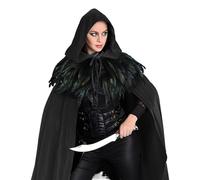 Capa con capucha, disfraz de Halloween con capucha, capa de terciopelo, accesorio para adultos medievales, hombres, mujeres, brujas, fiestas, eventos, cosplay