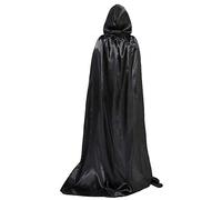 Capa con Capucha Negro Capa de Halloween Larga Capa de Vampiro Diablo con Capucha Atar para Víspera de Todos los Santos Fiesta de disfraces cosplay