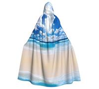 Capa con capucha para adultos con patrón de cielo azul y nube blanca, disfraz de escenario, fiesta de vacaciones y disfraz de cosplay