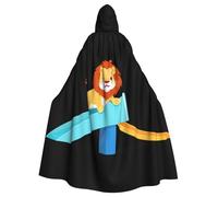 Capa con capucha para adultos de Halloween, con diseño de WHJSSF Little Lion on the Slide - Capa con capucha súper grande con pajarita