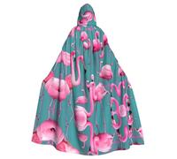 Capa con capucha para adultos de Halloween, con diseño de YYHHAOFA de una bandada de flamencos, capa con capucha súper grande con pajarita
