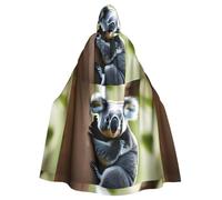 Capa con capucha para adultos de Halloween, con estampado de koala, árbol de WHJSSF abrazando, capa con capucha súper grande con pajarita
