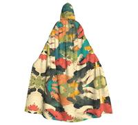Capa con capucha para adultos de Halloween, con estampado de piel de cocodrilo colorido de YYHHAOFA y pajarita