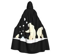 Capa con capucha para adultos de Halloween con patrón de oso polar en una pelea de bolas de nieve para usar durante Halloween y juegos de rol.