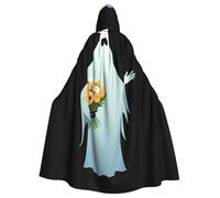 Capa con capucha para adultos de Halloween, fantasma de WHJSSF sosteniendo un ramo, capa con capucha súper grande con pajarita