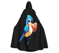 Capa con capucha para adultos de Halloween, gorrión azul WHJSSF haciendo un corazón, capa con capucha súper grande con pajarita
