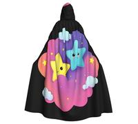 Capa con capucha para adultos de WHJSSF Little Star on the Colorful Cloud Printed Super Large Hooded Layer with Bow Tie