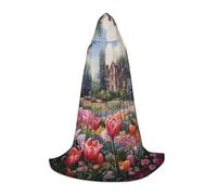 Capa con capucha para hombre y mujer con estampado de Tulip Garden, elegante y versátil poncho con capucha para todas las estaciones