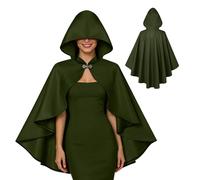 Capa con Capucha portátil para Mujer, Bata de Disfraz Suave y Transpirable, Capa Corta Medieval Negra de Halloween con Capucha, Cosplay Ligero con diseño Fluido, Accesorio de Disfraz de Escenario con