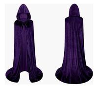 Capa con Capucha Terciopelo Largo Medieval, Disfraces de Bruja, Vampiro Princesa, Fiesta de Carnaval Halloween, para Hombre y Mujer (Morado, 140CM)