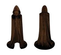 Capa con Capucha Terciopelo Largo Unisex Adulto y Niño, Capa Vampiro Bruja Muerte Monja Dracula Medieval, Capa Terciopelo Hombre Mujer Niños para Halloween y Carnaval (Marrón, 140CM)