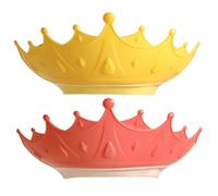 Capa de baby shower de 2 piezas, escudo de lavado de cabello de bebé ajustable y no deslizante con drenaje, lindos accesorios de baño de corona para niños, niña para niños para