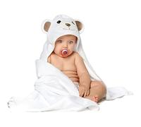 Capa de baño bebe con diseño de Oso 100% Coton 90 x 90 cm - Toalla Bebe con Capucha Grande, Suave y Confortable, Extra Absorbente, Super Regalos Bebes Recien Nacidos Originales (Blanco)