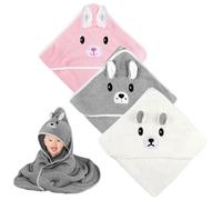 Capa de baño para bebés: 3 piezas de salida de baño, toalla 80 x 80 cm, Poncho suave con fuerte absorción para niños y niñas, algodón, nacimiento