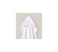 Capa de baño para bebés · CORAZÓN AMOROSO en blanco y rosa · 1x1 m · 100% ALGODÓN