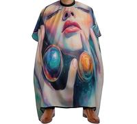 Capa de Barbero Chica colorida comiendo dulces galácticos, Ajustable Barberos Delantal Unisex Barber Cape para peloestilo Peluquero 140X168cm