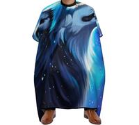 Capa de Barbero Universo Azul Galaxia Lobo Mágico en el Espacio, Unisex Capas de Cortar Pelo Fácil de limpiar Capa Peluquería para Peluquero Adultos 140X168cm