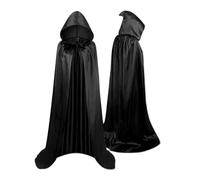 Capa de bruja con capucha, 150 cm, Halloween, Cosplay, capa de mago, cuervo, cosplay, unisex, larga, para teatro, mago, disfraz medieval, Negro , Siehe Beschreibung