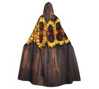 Capa de bruja girasol sobre tablero de madera para Halloween, Navidad, carnaval, cosplay, fiesta, negro, talla única
