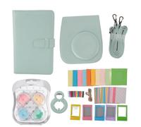 Capa de cámara instantánea Case de protección PU Bolso de cuero con marcos de fotos Álbum Strap Strap Selfie Mirror Filters Pegatinas para Mini 12 Accesorios de viaje portátiles (Minzgrün)