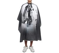 Capa de corte profesional para barberos | Poliéster suave | Antiestática y ligeramente impermeable | Ideal para uso en salones de belleza | Gris y negro, 160 x 140 cm