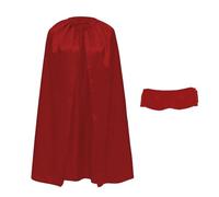 Capa de Disfraz Satinada con Antifaz para Niños y Adultos 90cm, Capa de Superheroe con Antifaz Halloween Cosplay Carnaval con Cinta Ajustable Unisex (Rojo)