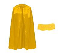 Capa de Disfraz Satinada con Antifaz para Niños y Adultos 90cm, Capa de Superheroe con Antifaz Halloween Cosplay Carnaval con Cinta Ajustable Unisex (Amarillo)