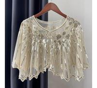 Capa de fiesta de noche para mujer que refleja la década de 1920 con lentejuelas y detalles Art Deco (dorado)