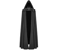 Capa de fiesta para hombre, para Halloween, con hebilla sólida, con capucha, capas largas extraíbles, medievales, vintage, para liquidación, gótico, diablo, muerte, disfraz de cosplay, Negro, 5XL