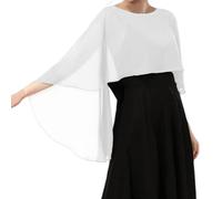 Capa De Gasa para Mujer001 Chales Y Estolas De Pashmina para Vestidos De Noche Capelets De Gasa Suaves Y Ligeros para Mujer Elegantes Chales Capa para Bodas Blanco Talla Única