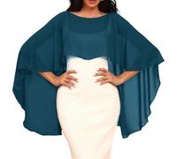 Capa De Gasa para Mujer001 Chales Y Estolas De Pashmina para Vestidos De Noche Capelets De Gasa Suaves Y Ligeros para Mujer Elegantes Chales Capa para Bodas Azul Pavo Real Intenso Talla Única