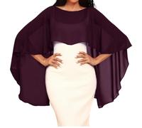 Capa De Gasa para Mujer001 Chales Y Estolas De Pashmina para Vestidos De Noche Capelets De Gasa Suaves Y Ligeros para Mujer Elegantes Chales Capa para Bodas Cubrebocas Grosella Negra Talla Única