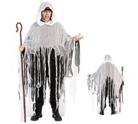 Capa de Halloween con capucha - Capa de cosplay renacentista, traje de fantasía de terror, ropa de personaje vintage, traje de actuación mágica | con diseño fluido para el espectáculo de rol de