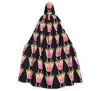 Capa de Halloween con capucha para adultos, con sabor WHJSSF cereza, papas fritas estampadas, súper grande, con pajarita