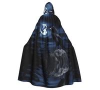 Capa de Halloween con capucha para adultos, diseño de YYHHAOFA Raven in the Night, capa con capucha súper grande con pajarita