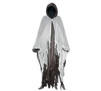 Capa De Halloween Con Capucha Para Adultos: Disfraz Negro Con Enganchado, Atuendo Reutilizable Liviano | Ropa De Terreno De Larga Duración, Traje De Juego De Rol De Grito Para Fiestas Temáticas Celebr