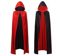 Capa de Halloween Negro, Capa de Vampiro de Halloween, Vampiro Capucha Capa Manto Reversible Negro Rojo Halloween,M