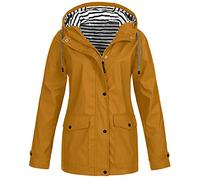 Capa De Lluvia Senderismo, Abrigos Impermeables Mujer Corte Gran Tamaño Abrigo Grueso Color Sólido Rayas Capucha Cordón Abrigo De Nieve Chaqueta Otoño Abrigo Largo Invierno A Prueba De Viento Chaqueta