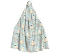 Capa de mago con capucha para hombre y mujer, con estampado de búho y corazón, capa de vampiro con capucha, disfraz de Halloween, color negro