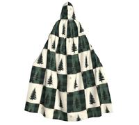 Capa de mago con capucha unisex verde con estampado a cuadros, capa de vampiro con capucha, disfraz de Halloween