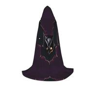 Capa de mago de Halloween con estampado de murciélago fantasma negro, disfraz de fiesta temática, capa de cosplay para adultos y jóvenes, tallas S, M, L