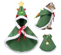Capa de Navidad para gatos, capa de Navidad suave y gruesa con sombrero de estrellas de terciopelo, disfraz de Navidad para mascotas, trajes de Papá Noel para perros, gatos, conejo, S