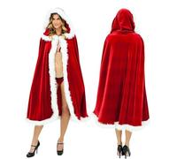 Capa de Navidad, Red Hooded Cloak, Santa Festival Red Hooded Cloak, Christmas Dress with Cloak, Capes for Role-Playing and Holiday Parties, Fabric for Comfort