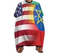 Capa De Peluqueria Bandera De Estados Unidos Y Etiopía Fácil De Limpiar Salón Delantal De Peluquero Ajustable Capa Peluqueria Para Cabello Peluquero Salón