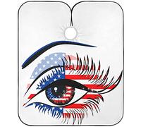 Capa De Peluquería Banderas De Estados Unidos En La Mirada De Una Bella Mujer Capa De Corte De Pelo Impermeable Duradero Delantal De Peluquero, Para Mujeres, Niños, Hombres, 140x168cm